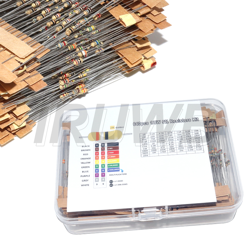 Resistor Kit 1 4W - 640pcs 64 Values 1R - 10MR
