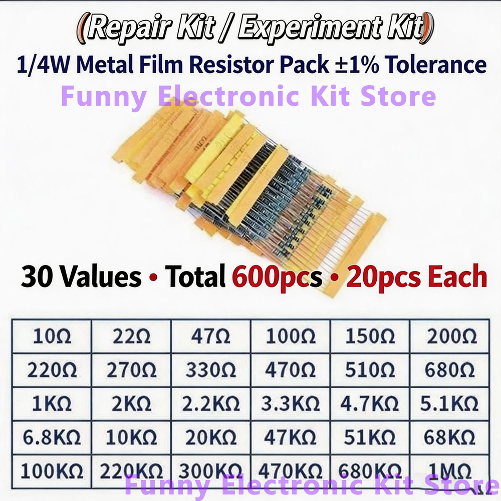 600 Pcs Assorted Metal Film Re - огляд і ціна Resistor Kit 1 4W