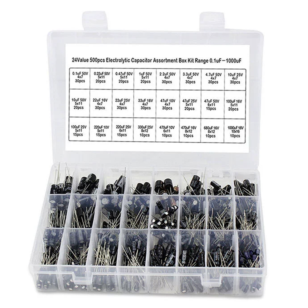 500Pcs Electrolytic Capacitor  - огляд і ціна Capacitor Kit Assortment