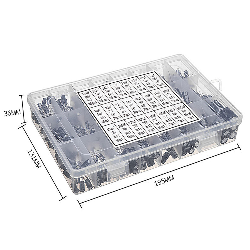 500Pcs Electrolytic Capacitor  - огляд і ціна Capacitor Kit Assortment
