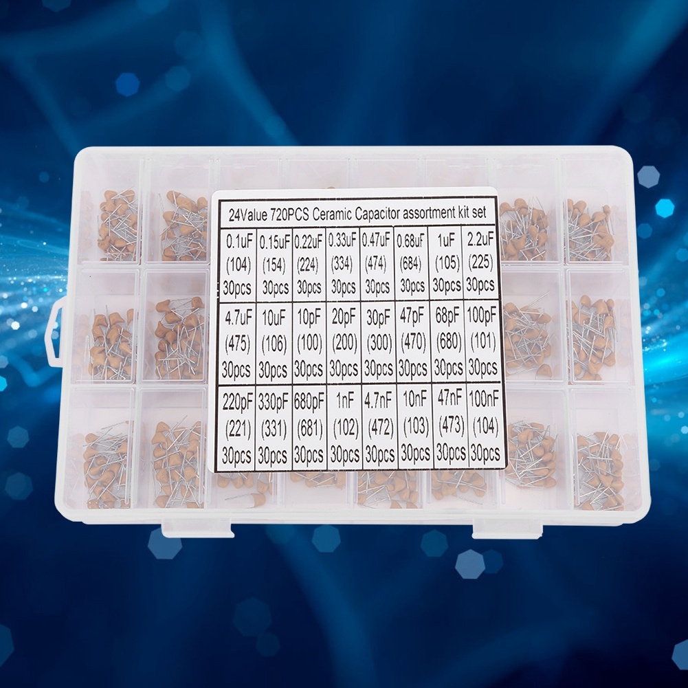720Pcs 24 Types Ceramic Capaci - огляд і ціна Capacitor Kit Assortment