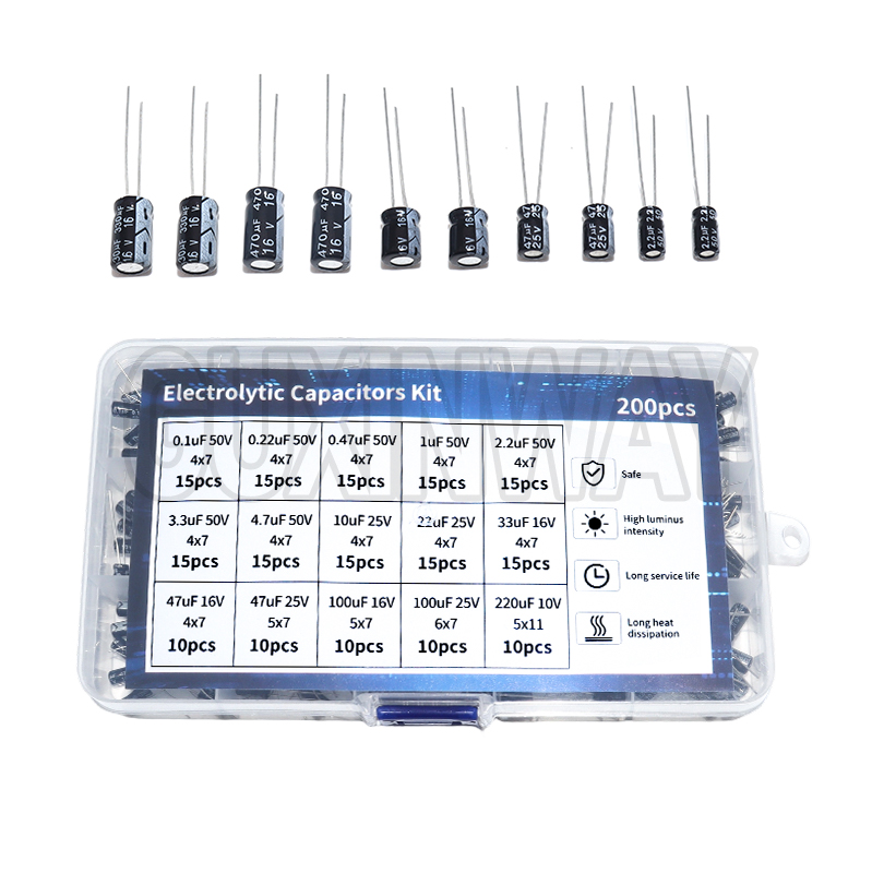 200pcs 15Values 10V 16V 25V 50 - огляд і ціна Capacitor Kit Assortment